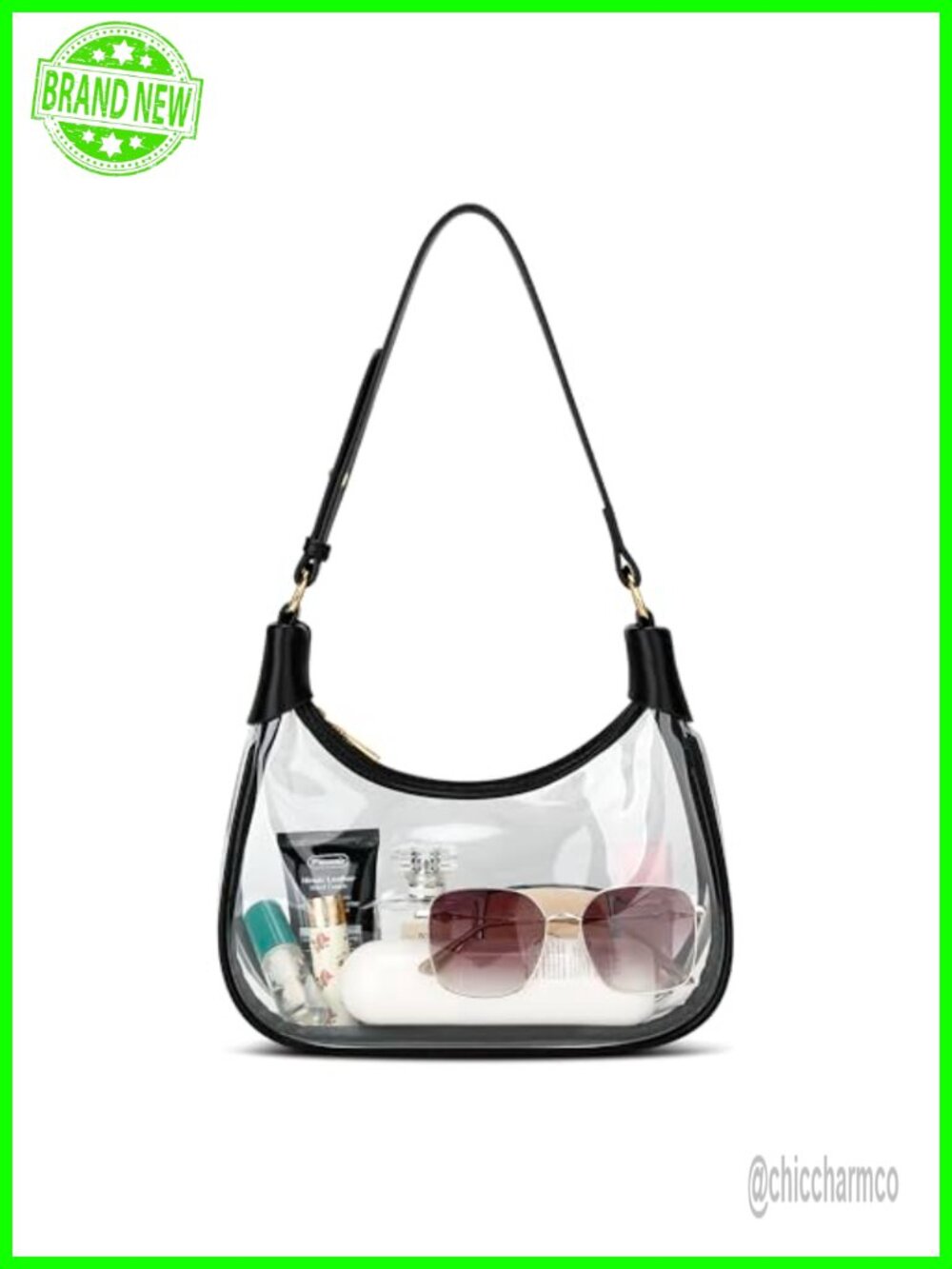 Clear PVC Hobo Shoulder Bag Ruched Underarm Purse Mini Crossbody